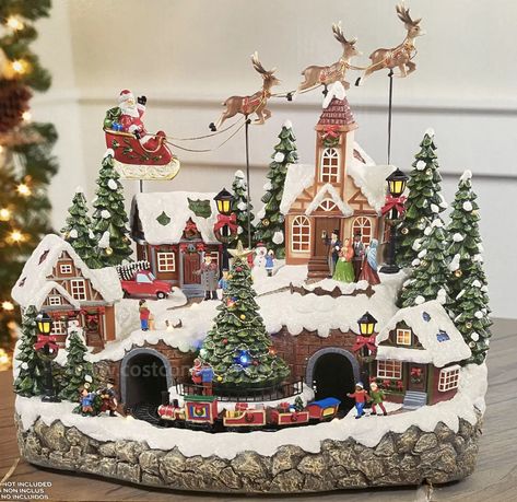 Centerpiece With Lights, Christmas Village Decorations, Lighted Centerpieces, Holiday Songs, Christmas Village Display, Large Centerpiece, Holiday Village, Holiday Centerpieces, Christmas Villages