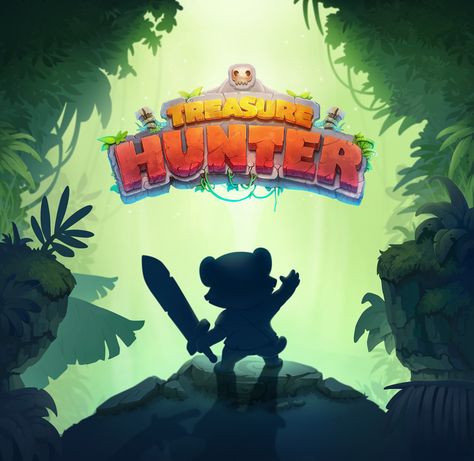 Treasure Hunter - Game Art on Behance Treasure Hunt Logo Design, Hunter Game, Video Game Logos, Hunter Games, Game 2d, 2d Game Art, Game Logo Design, Game Title, Fantasy Magic