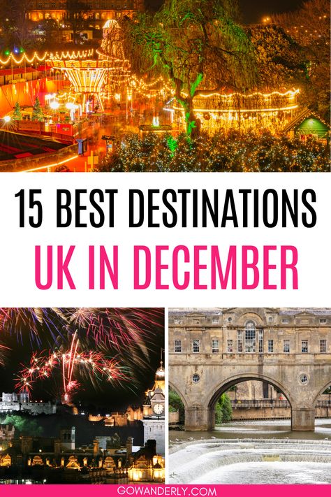 Find out about 12 top places to visit in the UK in December, perfect for winter travel and holiday adventures. Best Places To Travel In December Europe, Uk In December, Holidays In December, Winter Travel Ideas, European Travel Destinations, Europe Winter Travel, Best Winter Destinations, Christmas Travel Destinations, Visit York