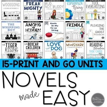 Middle School Novel Studies, Middle School Ela Lessons, Nonfiction Text Features Anchor Chart, Novel Study Activities, Novel Study Units, Ela Lesson Plans, Arts Classroom, Middle School Libraries, Reading Task Cards