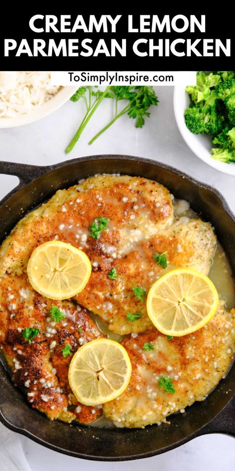 Creamy Butter Parmesan Chicken, Crispy Lemon Garlic Chicken, Lemon Herb Parmesan Chicken, Lemon Pecorino Crusted Chicken With Creamy Lemon Sauce, Lemon Parsley Chicken, Lemon Pecorino Crusted Chicken, Lemon Herb Crusted Chicken, Parmesan Crusted Chicken With Lemon Butter Sauce, Lemon Chicken For A Crowd