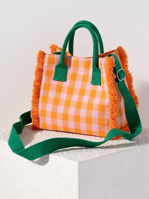 Shiraleah Anna Mini Tote, Orange Colorblock Outfits, Happy Woman Day, Looks Country, Diy Bag Designs, Colorful Handbags, Grooming Tips, Gingham Fabric, Fashion Videos, Cooler Bag