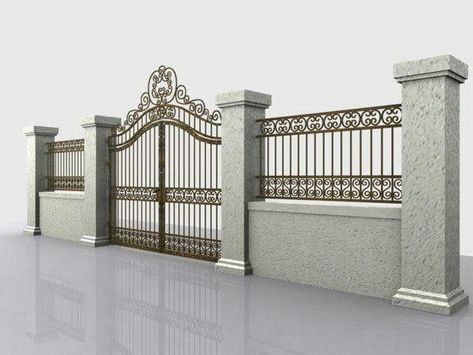 Iron Main Gate Design, Fence Wall Design, Compound Wall Design, Home Gate Design, Gate Wall Design, Fence Gate Design, House Fence Design, Modern Fence Design, Gate Ideas