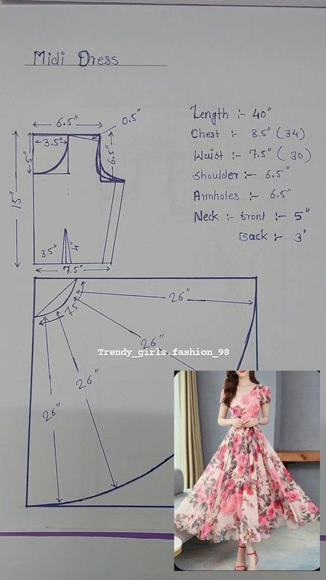 How To Sew A Long Dress, Stitching Ideas Dress, Diy Designer Clothes, How To Sew A Dress, Dress Patron, Free Dress Pattern, Pola Dress, Pola Blus, Kurti Women