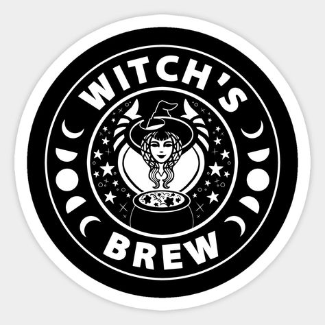 Coffee Witch, Witchcraft Store, Witch Brew, Logo Dc, Witchy Stickers, Witch Stickers, Stickers Cricut, Witch Coffee, Laptop Case Stickers