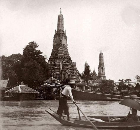 Wat Arun on the Chao Phraya, ca. 1900 |   Siam, Thailand & Bangkok Old Photo Thread - Page 200 - TeakDoor.com - The Thailand Forum Thailand History, Chao Phraya River, Wat Arun, Sunken City, Thailand Photos, Koh Chang, Bangkok Hotel, Ao Nang, Bangkok Travel