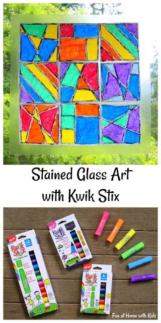 Stained Glass Art with Kwik Stix {FREE printable templates!} from Fun at Home with Kids Simple Art Projects For Kids, Simple Art Projects, Glass Art Techniques, Home With Kids, Free Printable Templates, Art Projects For Kids, Glass Window Art, Wine Glass Art, Stick Art