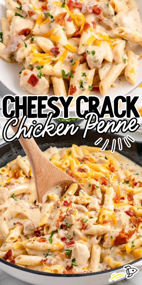 Experience comfort on a plate with crack chicken penne, where creamy cheese, savory bacon, and tender chicken unite for a truly satisfying meal. Chicken Penne Recipes, Chicken Penne Pasta, Zesty Ranch, Penne Recipes, Penne Pasta Recipes, Chicken Penne, Easy Pasta Dinner, Pasta Dinners, Pasta Dinner Recipes