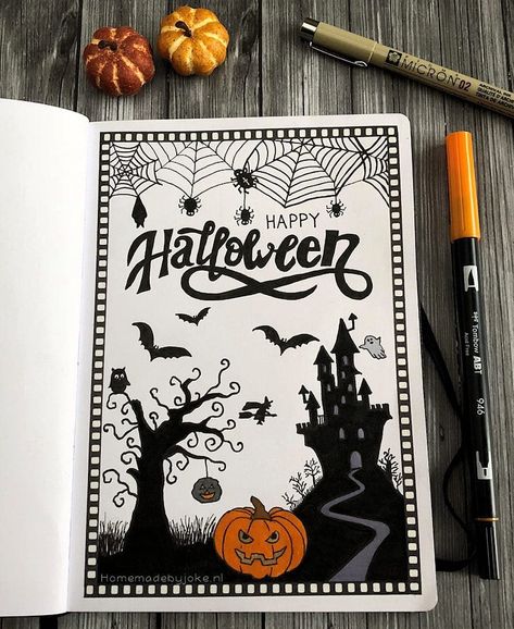 25 Halloween Bullet Journal Ideas To Fuel Your Creativity Halloween Bullet Journal, Bullet Journal Halloween, Bullet Journal October, Bullet Journal Headers, December Bullet Journal, Clutch Tutorial, Bullet Journal Set Up, Bullet Journal Cover Page, Bullet Journal Cover Ideas