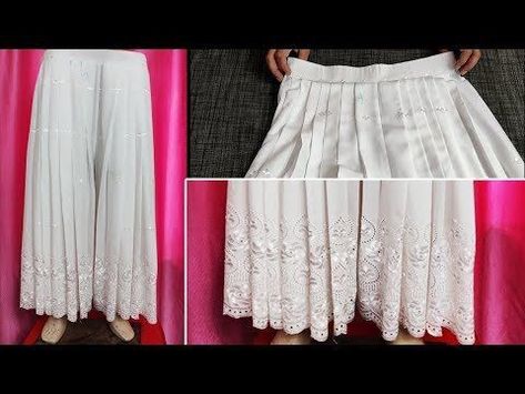 Skirt Plazo, Pleated Palazzo Pants, Women Trousers Design, Chicken Karahi, Dresses Sewing, Womens Pants Design, Salwar Pattern, Girls Dresses Sewing, Stitching Dresses