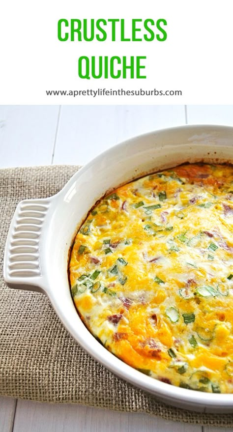 Quiche Recipes Crustless, Bacon And Cheese Quiche, Sausage Quiche, Quiche Recipes Easy, Spinach Quiche, Breakfast Quiche, Quiche Recipe, Crustless Quiche, Leftover Ham