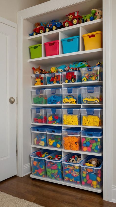 50 Brilliant Toy Storage Ideas For Every Playroom Boys Toys Organization, Playroom Wall Storage Ideas, Boys Room Storage Ideas, Toy Wall Storage, Toy Room Storage Ideas, Diy Toy Box Ideas, Playroom Ideas For Boys, Boys Playroom Ideas, Kids Toy Storage Ideas