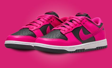 Black Pink Dunks, Jordan Dunk Low Outfit Women, Fierce Pink Dunks Outfit, Pink And Black Dunks Outfit, Hot Pink Dunks Outfit, Pink And Black Dunks, Nike Dunk Low Outfit Woman, Black Dunks, Dunk Low Outfit Women