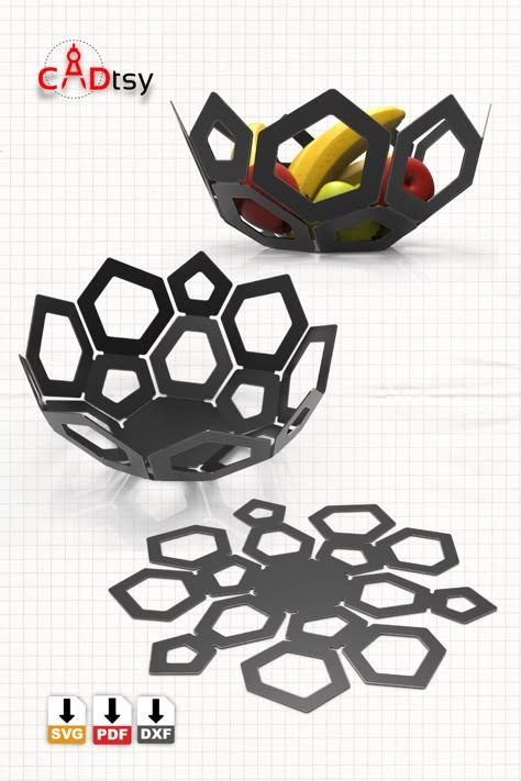 CNC Laser / Plasma Cut File for Fruit Bowl, Serving Tray Vector DXF https://etsy.me/3mltX1h #dxffiles #metalwork #lasercutting #sheetmetal #plasmacutting #cncplasma #cncplasmacutting #lasercutdesign #lasercutting #plasmacutting #diyprojects #diyideas #diyhacks #easydiy #metalfabrication #cnc #dxfforcnc #decor #tray Laser Cut Furniture Metal, Cnc Plasma Projects Ideas, Cnc Plasma Projects, Metal Sheet Design, Furniture Graphic, Sheet Metal Art, Decor Tray, Classic Furniture Design, Plastic Recycling