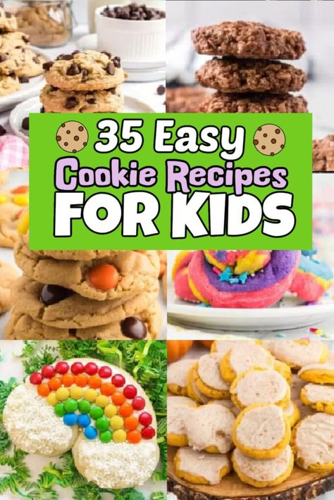 Easy Cookie Recipes for Kids - 35 Easy and Delicious Recipes Easy Kid Cookies, Easy Cookie Recipes For Kids, Kid Friendly Cookies, Cookie Recipes For Kids, Kids In The Kitchen, Christmas Cookies Easy, Recipes For Kids, Kid Friendly Dinner, Cookies For Kids