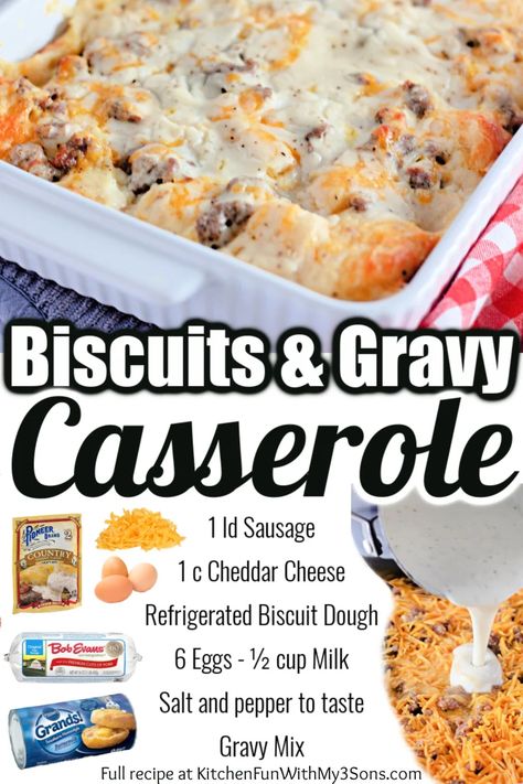 Peppered Gravy, Biscuits Gravy Casserole, Gravy Casserole, Biscuits And Gravy Casserole, Biscuits Gravy, Best Breakfast Casserole, Bob Evans, Sausage Recipe, Biscuit Dough