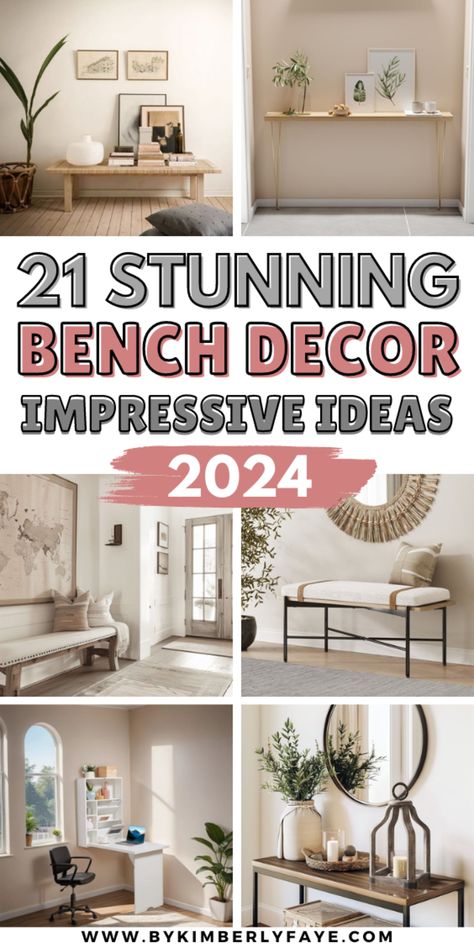 Stunning Bench Decor Ideas That Are Guaranteed To Impress Wall Art Over Bench, Wall Decor Above Bench Entry Ways, Entry Bench With Pictures Above, Decorate Bench Entryway, Hallway Bench Decorating Ideas, Style A Bench Entryway, Mirror Behind Bench Entryway, Foyer With Bench And Mirror, Decorating A Bench In Living Room