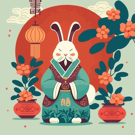 Cny Packaging, Chinese New Year Rabbit, Chines New Year, Chinese Rabbit, 2023 Rabbit, Year Poster, New Year Art, 2023 Year, New Years Poster