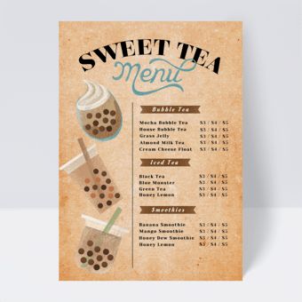 retro milk tea shop menu design#pikbest#Templates#Flyer Milk Tea Menu Design, Tea Shop Menu Design, Milk Tea Shop Design, Milk Tea Menu, Shop Menu Design, Almond Milk Tea, Lemon Smoothie, Design Flyers, Green Tea And Honey