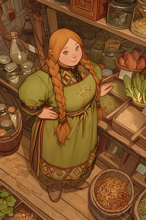 (LN female strongheart halfling druid), a member of the Emerald Enclave, Goldenfields, Storm King's Thunder Dnd Halfling Character Design, Halfing Character Art, Dnd Chef Character, Female Dwarves Art, Eladrin Cleric, Female Gnome Dnd, Dnd Halfling Female, Dnd Druid Female, Halfling Woman