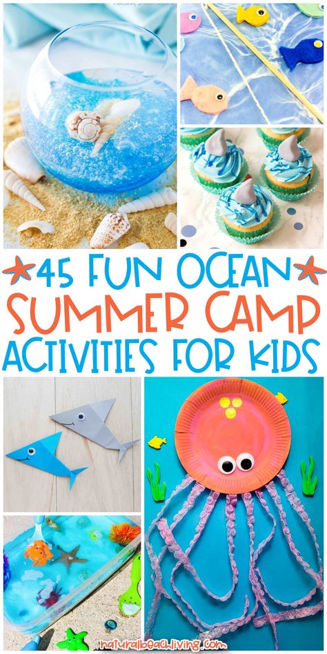 45+ Ocean Summer Camp Theme Activities - Natural Beach Living Summer Camp Weekly Themes School Age, Beach Theme Summer Camp Ideas, School Age Ocean Theme Activities, Ocean Theme Camp Activities, Summer Camp Kids Activities, Beach Day Theme School, Pre K Summer Themes, Ocean Themed Summer Camp Activities, Ocean Week Summer Camp