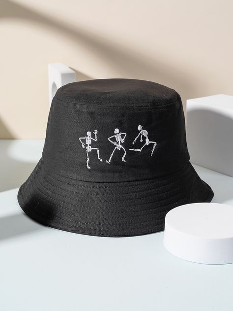 Bucket Hat Embroidery Ideas, Black Embroidered Logo Bucket Hat For Summer, Embroidered Cotton Bucket Hat, Bucket Hat Embroidery, Streetwear Bucket Hat With Embroidered Logo, Black Bucket Hat With Embroidered Logo, Embroidered Bucket Hat, Black Bucket Hat, Bucket Hat Design