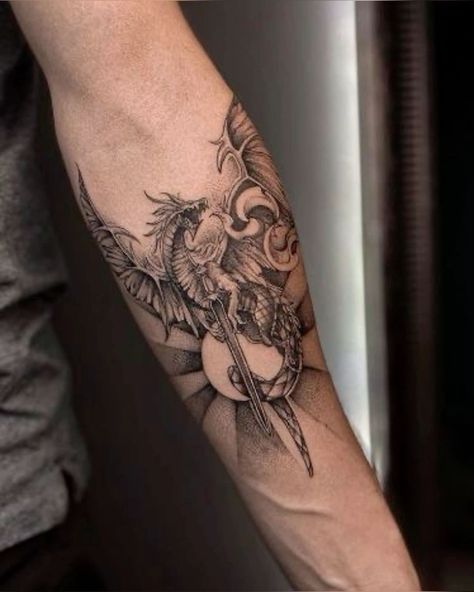 Dope Tattoos For Men, Forearm Dragon Tattoo, Wrist Tattoos Men, Forearm Sleeve Tattoo, Dragon Tattoo Forearm, Tatuaje Studio Ghibli, Forearm Cover Up Tattoos, Half Sleeve Tattoos Forearm, Dragon Tattoos For Men