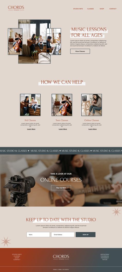 Band Website Design, Teacher Website Design, Blog Website Inspiration, Music Website Design, Studio Website Design, Musician Website, Band Website, Therapy Website, Red Color Palette