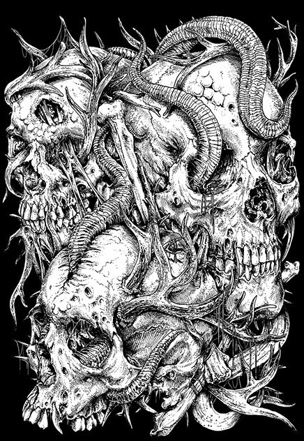 Skull Artwork Illsutration Drawing Images | Photos, videos, logos, illustrations and branding on Behance Record Artwork, Graphic Design Drawing, Stickers High Quality, Black Metal Art, Heavy Metal Art, Creepy Tattoos, Dark Artwork, Dark Art Tattoo, Estilo Rock