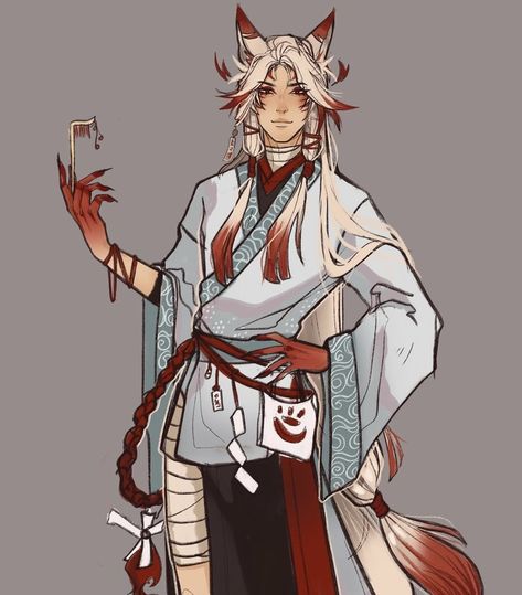 Fox Character, Oc Manga, Japanese Clothing, Arte Inspo, Character Design Male, Character Design References, Art Anime, Character Creation, Dnd Characters