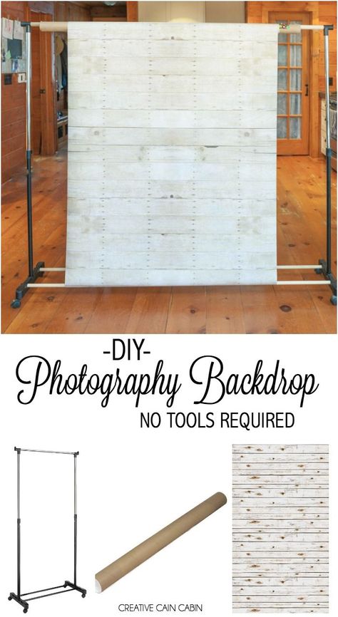 DIY Photography Backdrop Stand {No Tools Required} - CREATIVE CAIN CABIN Wall On Wheels Photography, Canvas Backdrop, Photo Bb, Selfie Station, Diy Photography Props, Photography Backdrops Diy, Diy Photo Backdrop, Foto Newborn, Photography Backdrop Stand