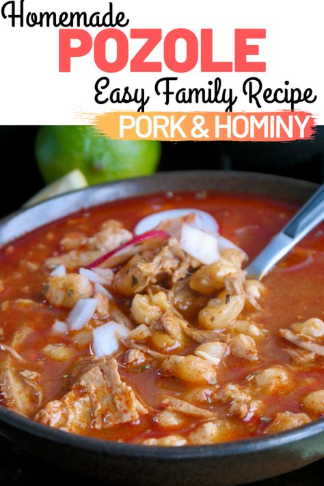 Easy Pozole Recipe Pork, Traditional Pozole Recipe, Mexican Pozole Recipe, Easy Posole Recipe, Red Posole Recipe, Pozole Recipe Pork, Easy Pozole Recipe, Pasole Recipe, Mexican Sopa