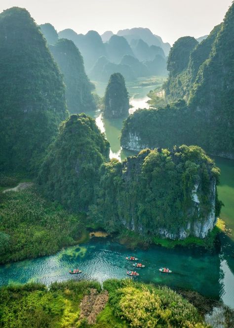 From the foggy limestone mountains of Trang An to grass collection in Bao Loc, the scenic shots by Pham Huy Trung preserve Vietnam’s heritage. Cuc Phuong National Park, Foggy Mountains, Aerial Photos, Halong Bay, Aerial Photo, Vietnam Travel, Scenic Landscape, Aerial Photography, Mountain Landscape