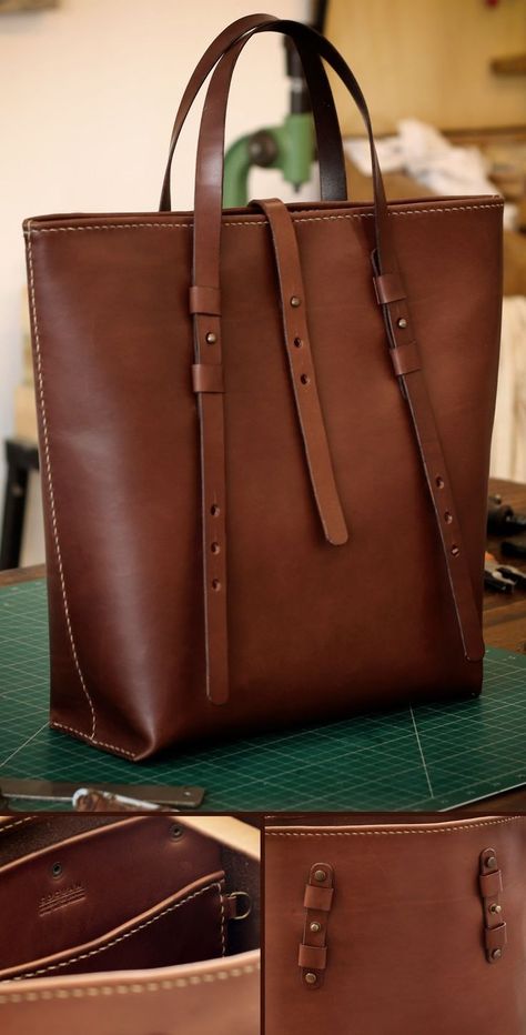 Hand Bags Ideas, Custom Leather Bag, Handmade Leather Tote, Tas Bahu, Bags Ideas, Leather Bag Pattern, Vintage Leather Bag, Leather Bag Women, Leather Projects