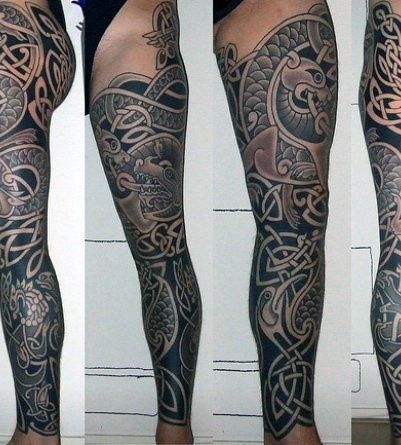 Guys Celtic Inspired Full Leg Sleeve Tattoo Designs Celtic Sleeve Tattoos, Sleeve Tattoo Designs, Leg Sleeve Tattoos, Celtic Tattoo Designs, Tattoo Japanese Style, Irish Tattoos, Full Sleeve Tattoo Design, Celtic Tattoo, Leg Tattoo Men