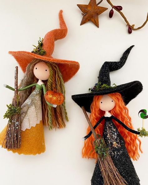 Kitchen Witch Craft, Kitchen Witch Doll Diy, Kitchen Witches, Kitchen Witch Doll, Witch Dolls, Halloween Witch Dolls, Witch Diy, Halloween Crafts Decorations, Fairy Crafts