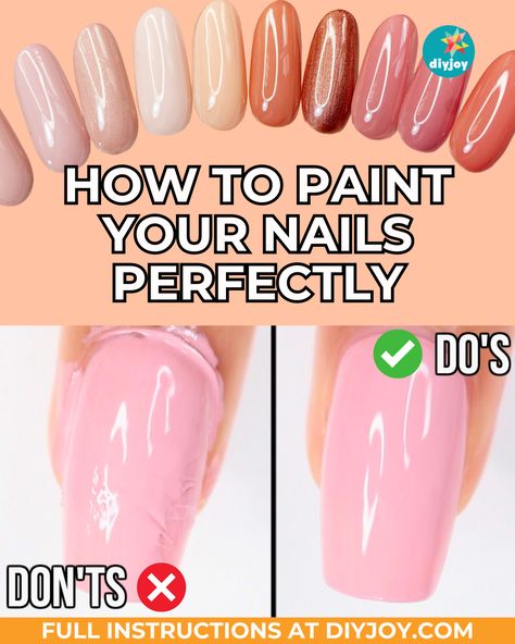 Do you want to know how to properly paint your nails ? Learn the dos and don'ts when painting nails with this step-by-step tutorial. How To Neatly Paint Your Nails, Easy Way To Paint Nails, How To Properly Paint Your Nails, Painting Nails At Home Ideas, Tips For Painting Nails, How To Paint Nails Like A Pro, How To Paint Designs On Nails, How To Paint Your Own Nails, What Color Should I Paint My Nails