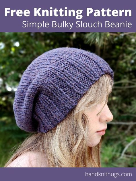 Slouchy Beanie Crochet Pattern Free, Slouch Beanie Crochet Pattern, Slouch Hat Knit Pattern, Knit Slouchy Hat Pattern, Slouchy Beanie Knit Pattern, Stocking Stitch Knitting, Knitting Patterns Hats Women, Slouchy Beanie Pattern, Knitted Slouch Hat