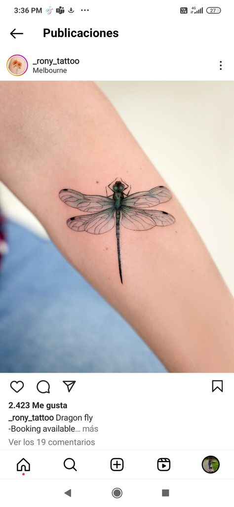 Detailed Dragonfly Tattoo, Colored Dragonfly Tattoo, Dragonfly Tattoo Color, Dragonfly Tattoo Design, Tattoo Instagram, Red Tattoos, Dragonfly Tattoo, Color Tattoo, Tattoo Design