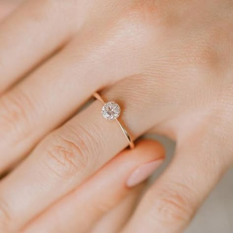 simple yellow gold diamond wedding engagement ring Simple Classic Wedding, Minimalist Wedding Ring, Wedding Rings Sets His And Hers, Minimalist Wedding Rings, Prong Ring, Wedding Rings Round, Celtic Wedding Rings, Solitaire Diamond Ring, White Stones