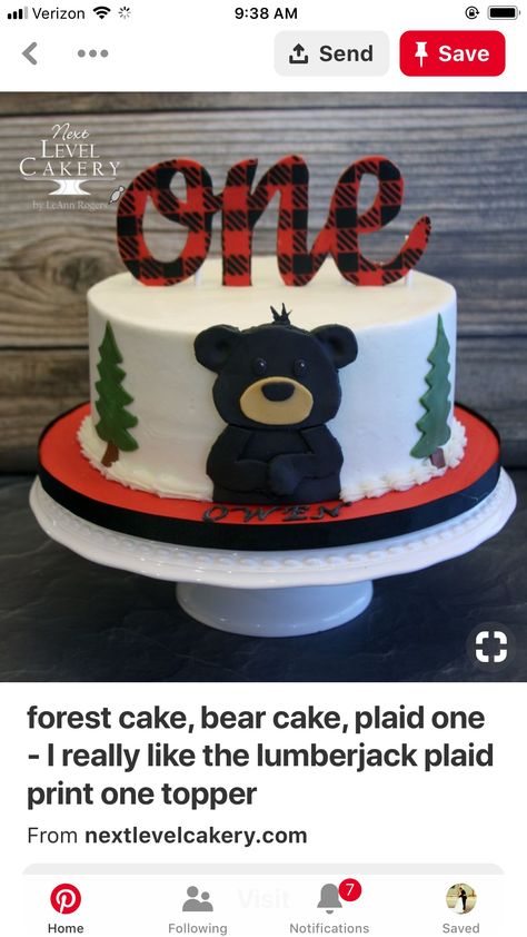 Cake Bear, Lumberjack Birthday Party, Lumberjack Plaid, Lumberjack Birthday, Boys First Birthday Party Ideas, Bear Cake, Wild One Birthday Party, Baby Boy First Birthday, 1st Birthday Themes