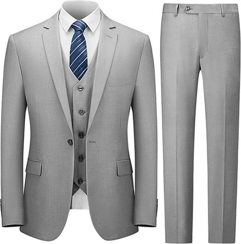 Cooper & Nelson #Mens #Suit #Slim Fit, 3 Piece #Suits for Men, One Button #Solid #Jacket #Vest #Pants with Tie, Tuxedo Set 3 Piece Suits For Men, Mens 3 Piece Suits, Prom For Guys, Blazers Men, Prom Suits For Men, Dinner Suit, Formal Blazer, Structured Jacket, Stylish Suit