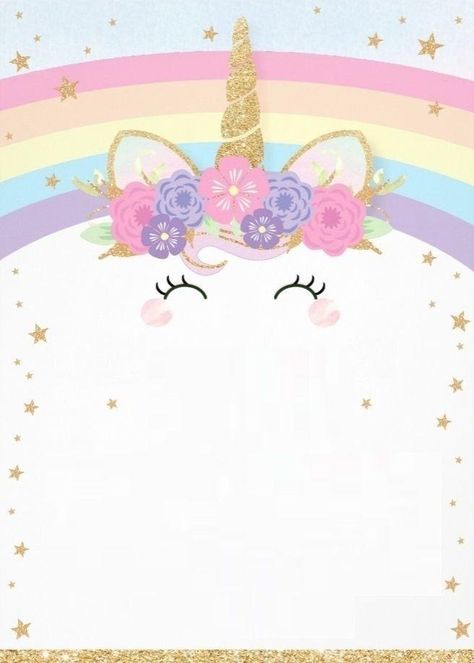 Kids Unicorn Party, Birthday Background Design, Unicorn Birthday Party Decorations, Unicorn Themed Birthday Party, Unicorn Birthday Invitations, Unicorn Invitations, Girl Birthday Decorations, Barbie Birthday, Unicorn Birthday Parties