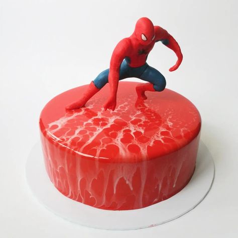 Mirror Glaze Cake, Spiderman Cake, Mirror Glaze, Chocolate Sponge, Cake Cake, Sponge Cake, Chocolate Mousse, Spider Web, Amazing Cakes