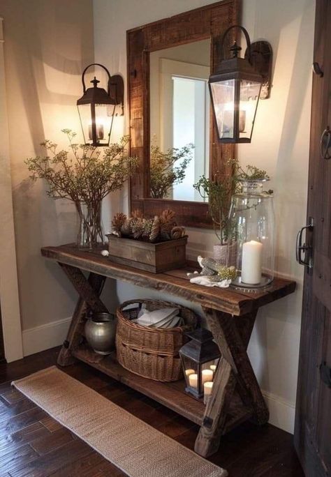 Entry Table Decor, Entryway Table Decor, Table Decor Ideas, Home Entrance Decor, Entryway Table, Entrance Decor, Decoration Inspiration, Dream House Interior, House Entrance