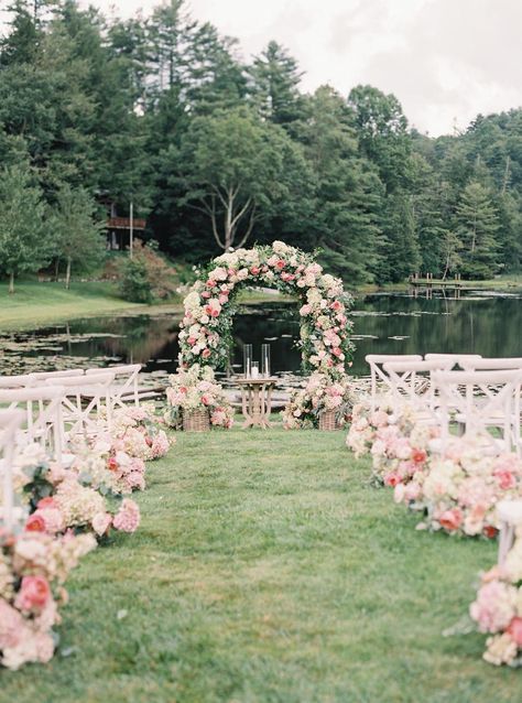 Stunning Wedding Venues, Wedding Reception Food, Wedding Decor Style, Wedding Ceremony Flowers, North Carolina Wedding, Floral Arch, Wedding Aisle, Wedding Ceremony Decorations, Ceremony Decorations