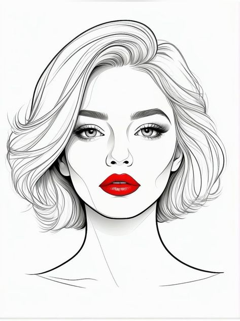 Pin Up Fashion, Create A Business Logo, Fashion Illustration Face, Classic Pixie, Painting Flowers Tutorial, Simple Portrait, Face Illustration, Face Sketch, Cartoon Sketches