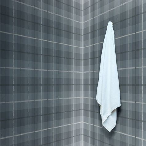 Plaid Gray Porcelain Tile - 24x24 Plaid Tile | TileBar.com Plaid Backsplash, Plaid Tile, Tile Bathroom Floor, Tile Shapes, Gray Porcelain Tile, Matte Porcelain Tile, Grey Grout, Elegant Tiles, Sanded Grout