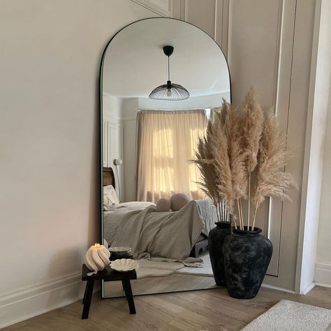 Arched Full-Length Standing Wood Floor Mirror, Wall Mirror - On Sale - Bed Bath & Beyond - 39030363 Design Room, Bedroom Floor Mirror, Letters Wall Decor, Modern Apartment Interior, Women Bedroom, Bedroom Decor For Small Rooms, Modern Apartment Design, Carved Furniture, Girl Bedroom Designs