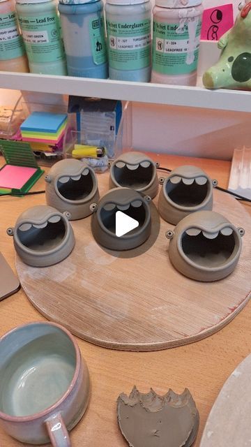 AJ Simpson on Instagram: "Really enjoying being back in the studio making silly little guys 🥰 

#blobs #blob #saltpig #kitchen #funny #ornament #process #studio #online #design #creature #monster #pottery #handbuilding #handmade #ceramic #ceramics #clay #gift #giftideas #aberdeen #aberdeenshire #unique #art #ajceramic #ajsimpsonceramics" Hand Built Pottery Ideas Unique, Funny Pottery, Ceramic Ornaments Pottery, Ceramic Monsters, Salt Pig, Ceramic Ornaments, Ceramics